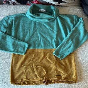 Carve Designs Teal and Mustard Cowl Neck Sweater